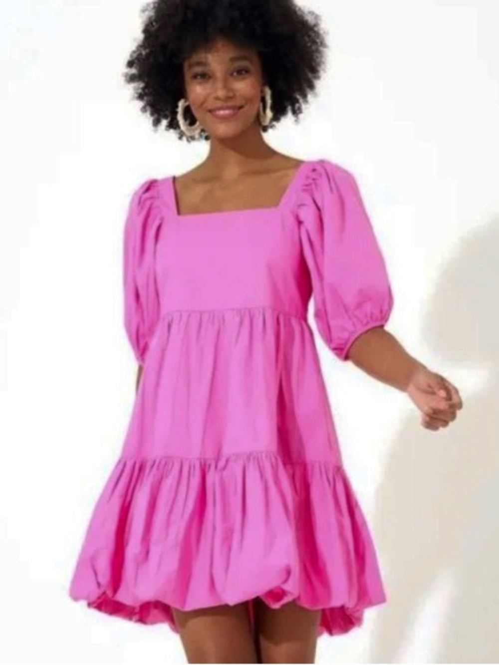 Oliphant Barbie Pink Bubble Hem Mini Dress
